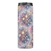 Pareltjes en glitter, in paarse blauw en roze thermosbeker (Achterkant)