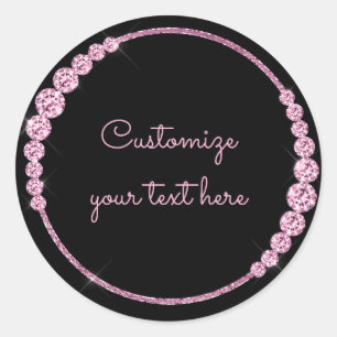 Pareltjes roze ronde sticker