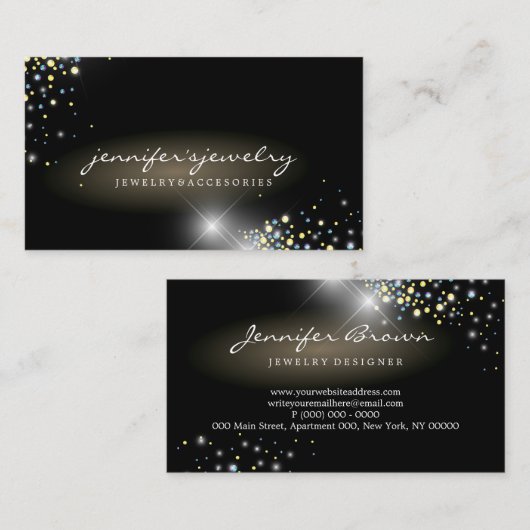 Pareltjes zilverdiamanten sieraden baas visitekaartje (Voorkant / Achterkant)