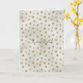 Parelwitte Gouden Glitters Schitterende Sterren Kaart (Gele Bloem)