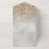 Parelwitte Luxe Gouden Glitters      All In One Uitnodiging (Buitenkant)