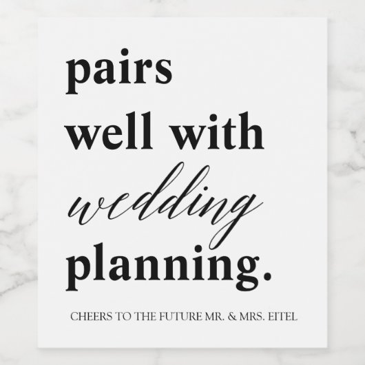 Paren Band Planning Aangepaste naam Verloving Wijn Etiket (Enkel label)