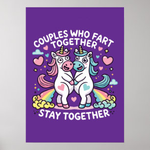 Paren die samen scheten blijven samen - Eenhoorn Poster