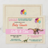 Paren Dinosaurus Baby shower Het is een Meisje Uit Kaart (Voorkant / Achterkant)