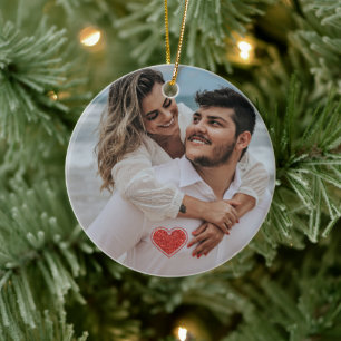 Paren Eerste Kerstfoto Naam Keramisch Ornament