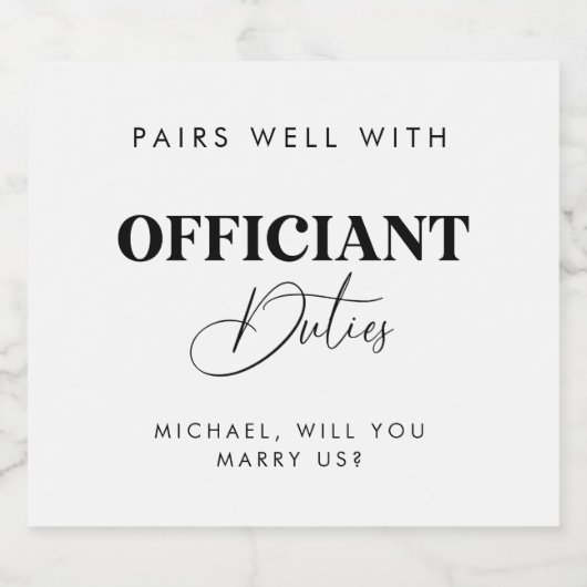 Paren goed met ambtenaar plichten bruiloft voorste sparkling wijnetiket (Enkel label)