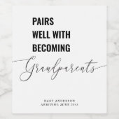 Paren goed met Baby aankondiging grootouders Wijn Etiket (Enkel label)