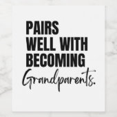 Paren goed met grootouders worden, zwangerschap wijn etiket (Enkel label)