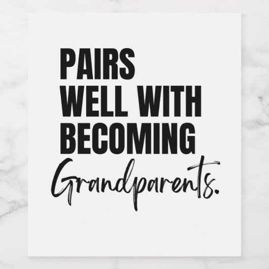 Paren goed met grootouders worden, zwangerschap wijn etiket (Enkel label)