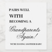 Paren goed met het worden van grootouders Oma Wijn Etiket (Enkel label)