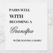 Paren goed met het worden van opa en oma wijn etiket (Enkel label)