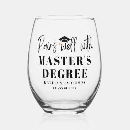 Paren Goed met Master's Degree Afstuderen Gift Wijnglas Zonder Voet
