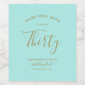 Paren goed met | Minimale leeftijd Aqua Blue & Gol Wijn Etiket (Enkel label)