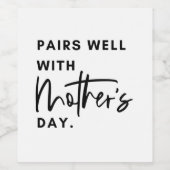 Paren goed met Moederdag, Moederdag-cadeau Wijn Etiket (Enkel label)
