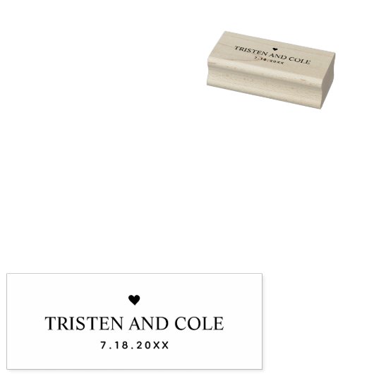 Paren Naam Hartstip Datum Hout Favor Stempel (Gestempeld)