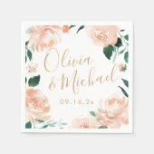 Paren noemen waterverf perzikbruinbruiloft servet (Voorkant)