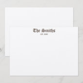 Paren op maat gesneden bruine klassieke kalligrafi notitiekaartje (Voorkant / Achterkant)