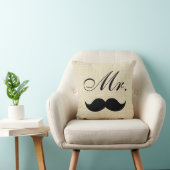 Paren Pillow, Mr W Black Mustache op Parchment Kussen (Stoel)