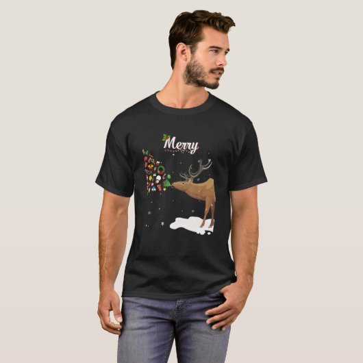 Paren Sick Reindeer Funny Ugly Merry Kerstmis S T-shirt (Voorkant volledig)