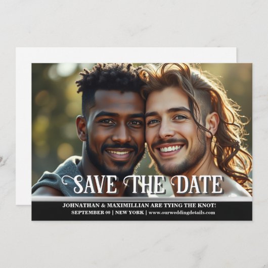 Paren verloving foto opslaan van de datum bruiloft kaart (Voorkant / Achterkant)