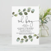Parensjongen baby shower eucalyptus greenery moder kaart (Staand voorkant)