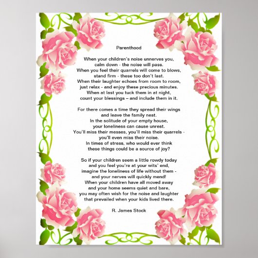 "Parenthood" Parental Guidance Poem Poster (Voorkant)