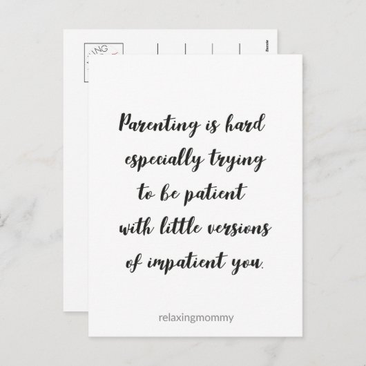 Parenting est difficile, carte de citation drôle (Devant / Derrière)
