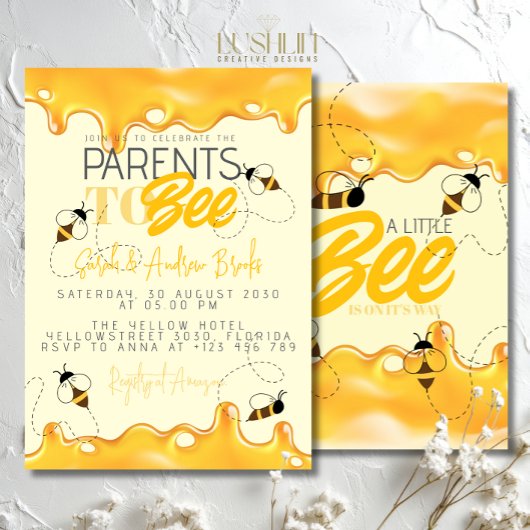 Parents à Bee Baby shower Invitation