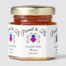 Parents à être bleu rose baby shower miel abeille 