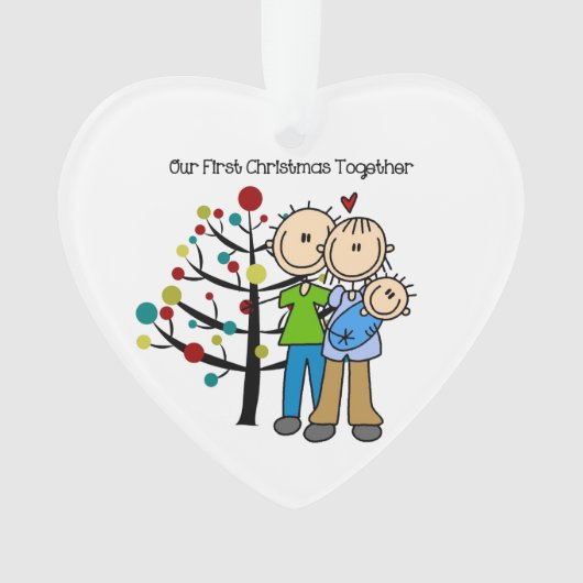 Parents Bébé Garçon 1er Noël Ensemble Ornement (devant)