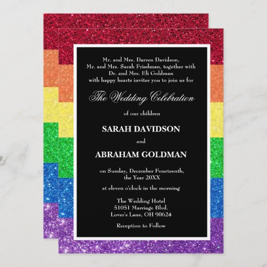 Parents divorcés Invitations de mariage arc-en-cie (Devant / Derrière)