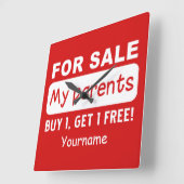 PARENTS POUR LA VENTE horloge murale personnalisée (Angle)