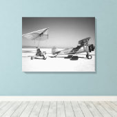 Paresev 1-A op Lakebed met sleepvliegtuig Canvas Afdruk (Insitu (Houten vloer))