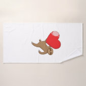 Paresseux avec le coeur "J'aime les fainéants" (Serviette de bain)