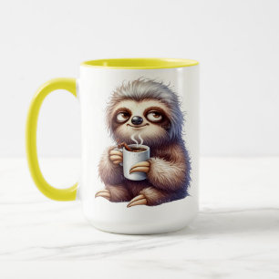 Paresseux avec une tasse de café
