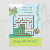 Paresseux et feuilles, cartes de vœux d'anniversai (Devant)