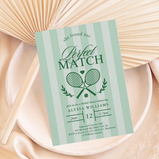 Parfait Match Tennis Bridal Shower Invitation