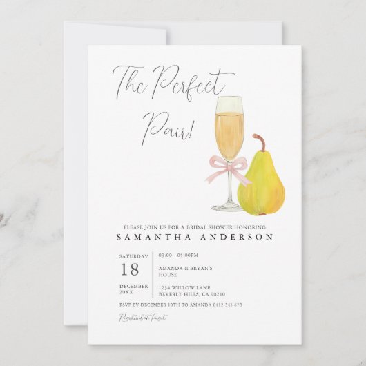 Parfait Paire Poire nuptiale Invitation (Devant)