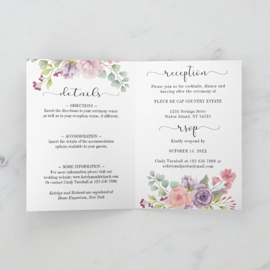 Parfait pastels Faire-part de mariage design flora (Intérieur)