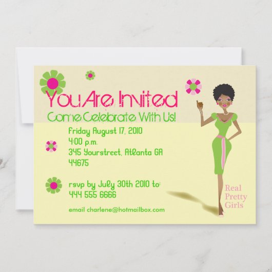 Parfait Rose avec Invitation Verte (Devant)