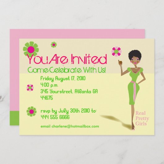 Parfait Rose avec Invitation Verte (Devant / Derrière)