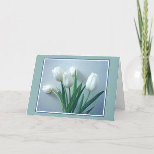 Parfait Tulipes Blanches Sur Carte Bleue
