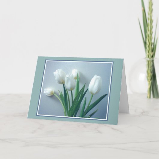 Parfait Tulipes Blanches Sur Carte Bleue (Devant)