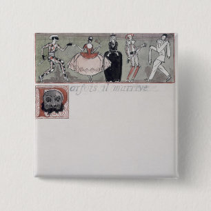 "Parfois il m'arrière" (inkt en w/c op papier) Vierkante Button 5,1 Cm