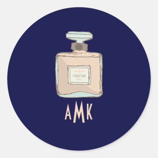 Parfum Fles Illustratie Envelopsluiting Ronde Sticker (Voorkant)