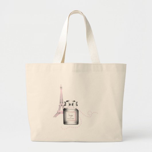 Parfum-flesje met Eiffeltoren en helling Grote Tote Bag (Voorkant)