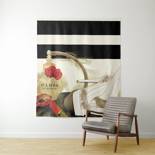 Parfum Parfum Parfums Rozen Hoge Hakken & Lippenst Wandkleed (In situ)