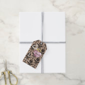 Parfum & Pearls Taupe & Black Damask Gift Label Cadeaulabel (Met Touw)