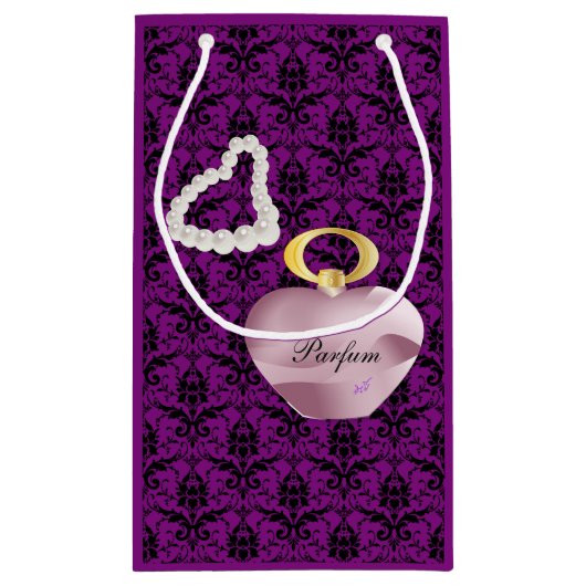 Parfum&Pearls Valentijnsdag Donk Paarse Damask Klein Cadeauzakje (Achterkant)