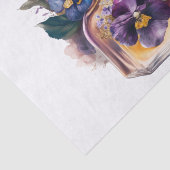 Parfumeflesje en Paarse blikbloemen Tissuepapier (Detail)